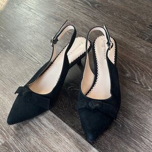 Charter Club Black Suede Pointed Heels